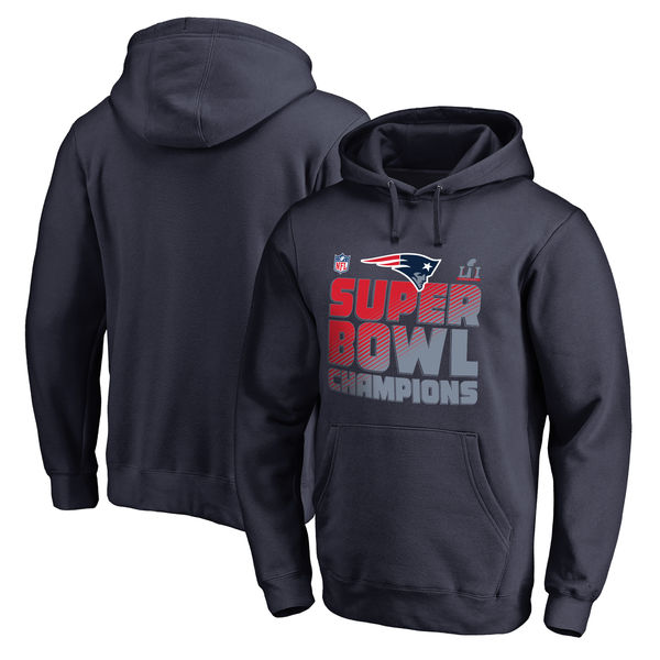 New England Patriots Pro Line by Fanatics Branded Super Bowl LI Champions Trophy Collection Locker Room Alternate Pullover Hoodie - Navy
